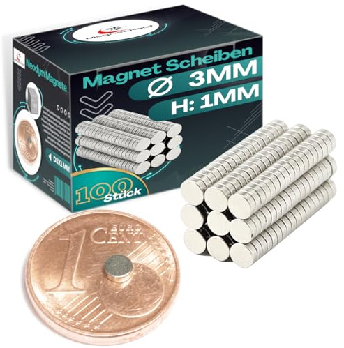 Neodym Magnete 100 Stück N52 Dauermagnet 3mm x 1mm Scheiben Magnet Mini Permanentmagnet Bastelmagnete Haftmagnete Extrem Stark