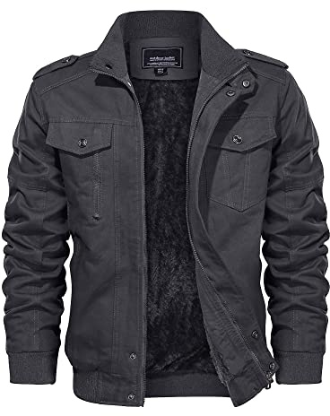 EKLENTSON Men's Cargo Jacket Fleece Lined Warm Military Coat | winter thicken thermal jacket,outdoor windbreaker bomber Jacket,hiking casual work coats,with multi pockets