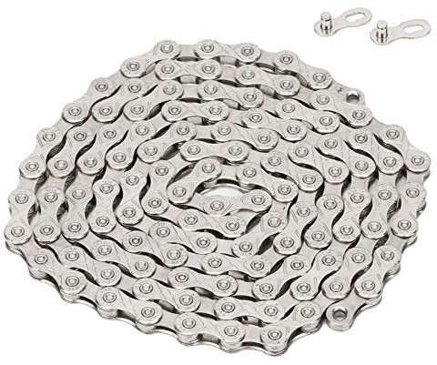 Fahrradkette, Fahrradkette aus Stahl, verschleißfest, verstellbar, 10 Gänge, Fahrradzubehör, Rennrad, faltbar(Silber)