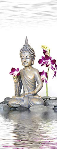 Vinilos para Puertas Autoadhesiva Extraíble Impermeable Papel Pintado Póster Decorativas de pegatinas puertas para Cuarto y Baño 86x200cm - Flor de Buda