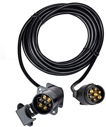 BEIJISTAR 6M Rallonge Remorque 7 Broches, avec Prise Mâle et Femelle, 12V Rallonge Spirale Câble Remorque Connecteur, pour Camion Remorque Caravane RV