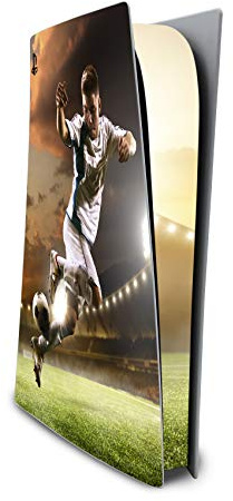 Finest Folia Schutzfolie kompatibel mit PS5 Disc Edition Design Cover Vinyl | Sticker Fußball Zubehör Folie für Spielekonsole Gehäuse Aufkleber Hülle als Kratzschutz Schutz Sticker