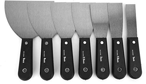 Set di coltelli per mastice portatile da 7 pezzi da 1 pollice a 5 pollici Pala da muro Pala da muro per stucco Pala da intonaco per strumento di costruzione
