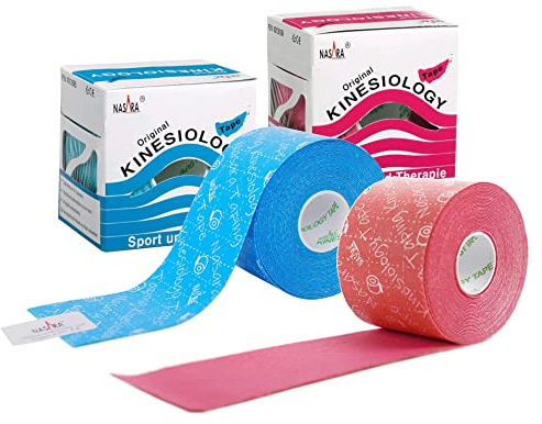 Nasara Original Kinesiologisches Physio Sport Tape: Sparset mit 2 Tapes in türkis und pink für Sport und Medizin, Rollengröße 5cm x 5m