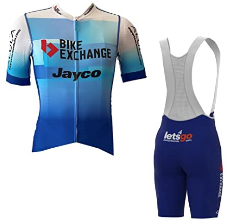 SGCIKER 2022 uomini Pro Team bike exchange maglia da ciclismo set, manica corta abbigliamento ciclismo bici pantaloncini con bretelle set gel pad (S)