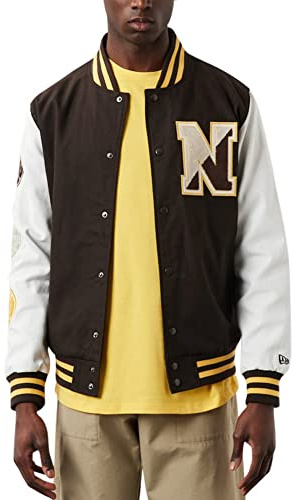 New Era Chaqueta universitaria universitaria - Parche Heritage, marrón, M
