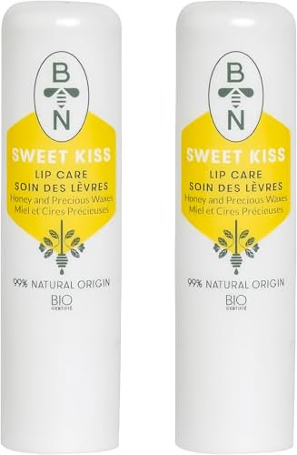 Bee Nature - Stick Lèvres Miel Bio - Hydratant Nourrisant - Soin des Lèvres Sweet Kiss - 99.9% Naturelle - 2 pièces(2 * 4.5g)