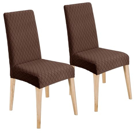 LANSHENG Stuhlhussen 2er Set, Universal Esszimmerstühle Stuhlbezug, Abnehmbar Waschbar Stuhlhussen für Esszimmerstühl, Küche, Restaurants, Hotels (Braun, 2er Set)