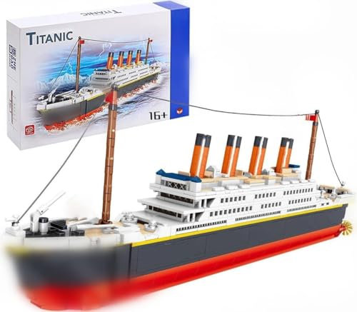 FULHOLPE Titanic Model Building Block Set, 1288Pcs Cruise Ship Titanic Boat Model Building Kit Not Compatible with Creator Expert 10294