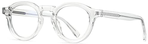 kachawoo Retro Gläser Rahmen Frauen TR90 Acetat Runde Brillen Männer Brillen Nicht-Rezept Linse (transparent)