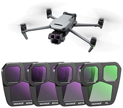 NEEWER Mavic 3 Pro ND Filter Set Compatible with DJI Mavic 3 Pro/Pro Cine, 4 Pack Snap On Design ND16/ND32/ND64/PL Polarizing Neutral Density Filter with Ultra Slim Frame Multi Coated HD Optical Glass