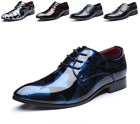 Scarpe Derby Uomo Scarpe Stringate Formale Lavoro Eleganti Oxford Cerimonia Francesine Casual Classiche Comode Basse Sposa Blu Oro Grigio Rosso Nero Marrone Cachi 37-48
