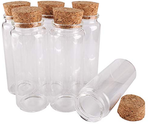 2pcs 150ml 47 * 120mm Glass Bottles with Cork Lids Spice Jars Wishing Bottles Storage Bottles Pill Container for Wedding Favors
