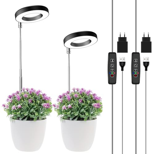 Wiaxulay Pflanzenlampe LED, Vollspektrum Pflanzenlicht für Zimmerpflanzen | 6.5-26in Höhenverstellbares LED Wachstumslampen für Kleine Pflanzen, 3/9/12H Timer, 3 Lichter Modi und 10 Helligkeit