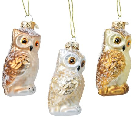 zeitzone Christbaumschmuck Eule 3 Stück Christbaumanhänger Glas Weihnachtsdeko