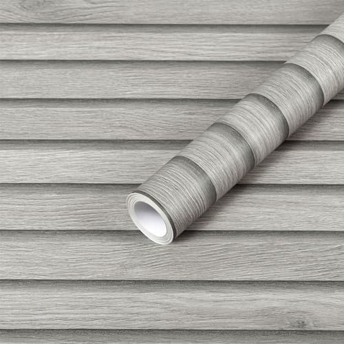 Hode Selbstklebende Tapete Holzoptik, Wandtapete Klebetapete Selbstklebend Wand, Folie Panelen Wand Holzoptik Selbstklebend, Klebefolie Wandpaneele Paneele Tapeten Panelenoptik Grau 40x600cm