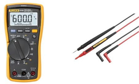 Fluke 117 Digital Multimeter LCD, 6000 counts CAT III 600 V & TL175 TwistGuard Test Leads