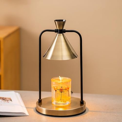 Ameurey Lámpara eléctrica calentadora de velas: diseño vintage, regulable y compatible con velas de tarro para derretir cera perfumada