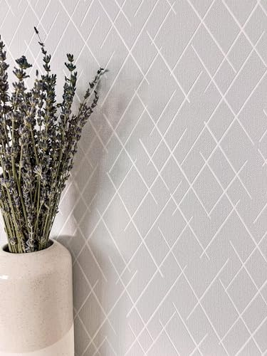 Newroom Vliestapete Grau Linien geometrisch Muster Tapete Wohnzimmer | matter Relief-Effekt, feine Textilstruktur, Ton-in-Ton, modern skandinavisch, Mustertapete, Wandtapete, Schlafzimmer