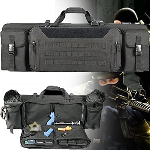 ANSNOW Gewehrkoffer, Doppelter Gewehrkoffer, Langes Gewehr, Klassische Taktische Waffentasche, Wasserdicht, Gepolstert, Molle, Jagd, Schießsport/Schwarz/36 Zoll