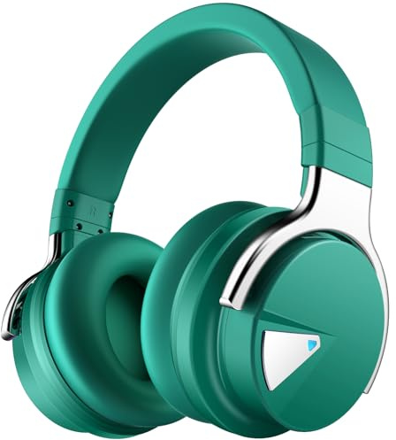 GarageRock E7 Active Noise Cancelling Headphones Bluetooth Headphones Wireless Headphones Over Ear with Microphone Deep Bass, Comfortable Protein Earpads, 30 Hours Playtime for Travel/Work, Green