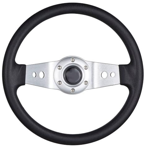 Sportlenkrad Auto-Lenkrad, 320 mm Durchmesser, universal, Aluminium, Lederoptik Holzlenkrad(Silver)