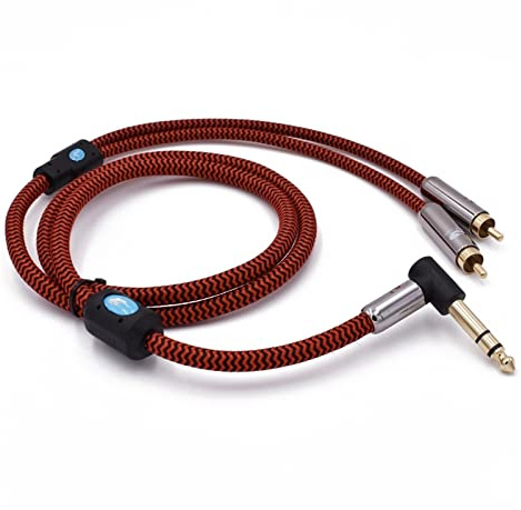 Cavo audio Hifi stereo da 6,35 mm a doppio RCA compatibile con console mixer AMP angolato 1/4quot;Jack TRS a 2 cavi schermati RCA 1M 2M 3M 5M 8M 10M(12meter)