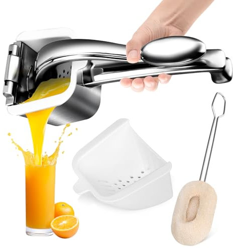 Manual Citrus Juicer Press - Heavy Duty Stainless Steel Lemon/Orange Squeezer, Non-Slip Ergonomic Handheld Fruit Press, Rustproof & Dishwasher Safe Juice Extractor for Citrus, Exprimidor de Limones