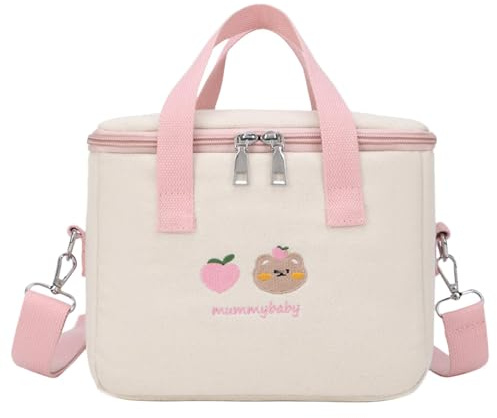 Windeltasche – Reise-Tasche, kleine Windeltasche, 24 x 13 x 19 cm, große Kapazität Aufbewahrungstasche mit isoliertem Fach, verstellbare Windeltasche für Duschgeschenke, Rosa, Se référer au descriptif