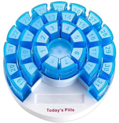 Tablettenbox Monat Morgens Mittags Abends Nachts, Pillendose Monat 31 Tage Klein für Unterwegs, TäGliche Medikamentenbox 1 Monat Tabletten Organizer Für 4 Wochen füf füf Pillen, FischöLe, Vitamine