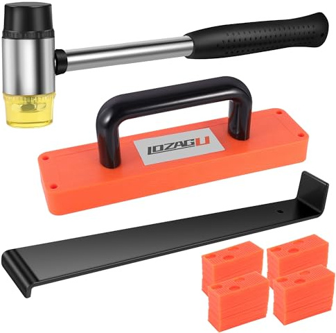 LOZAGU 43-Piece Laminate Flooring Tools, LVP installation kit, Vinyl Flooring Tools, Tapping Block with Handle, Spacers, Double-Faced Mallet and Pull Bar (43-PIECE)