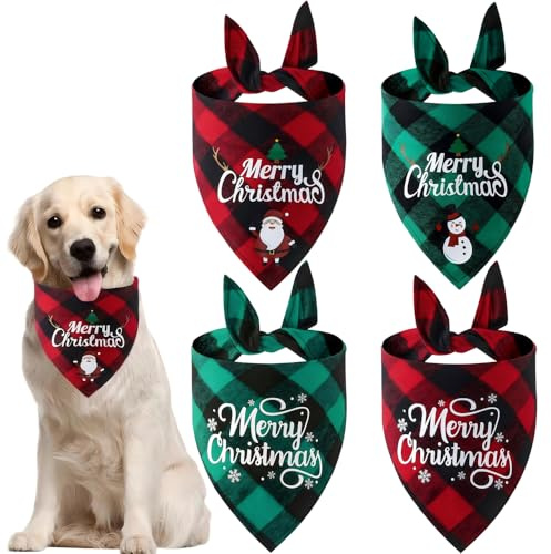 4 Stück Weihnachtshund Bandanas,Weihnachten Hund Halstuch,Hundehalstuch,Dreieck Haustier Lätzchen für Haustier Weihnachten Kostüm Dekoration Zubehö (B)