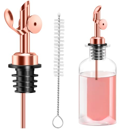 Lunhoo Liquor Pour Spout, Stainless Steel Bottle Pourers, Automatic Olive Oil Dispenser Spout for Pours Liquid, Olive Oil, Wine, Vinegar (Rose Gold)