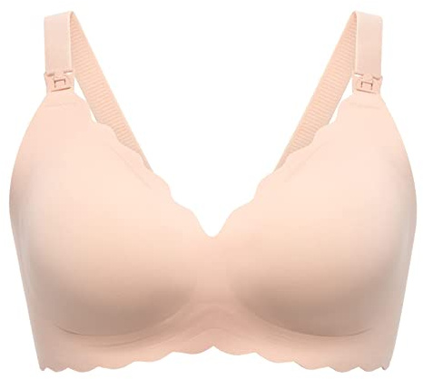momcozy Soutien-Gorge Allaitement, Brassiere Allaitement, Soutien-Gorge sans Armature Classique avec Bandes Jelly, Lingerie Maternité Seamless pour Grossesse et Nuit
