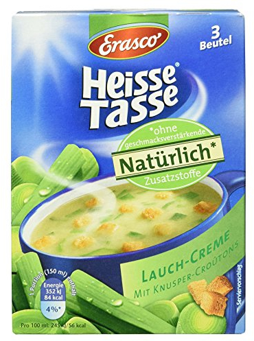 Erasco Heisse Tasse Lauchcreme mit Knusper-Croûtons, 3 Beutel, 52.8g