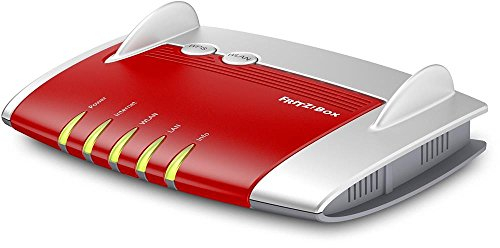 AVM FRITZ!Box 4020 WLAN-Router (für den Betrieb an einem Modem am Kabel-/DSL-/Glasfaser-Anschluss, WLAN N, 450 MBit/s (2,4 GHz) 4 x Fast-Ethernet, Mediaserver, deutschsprachige Version) rot/weiß