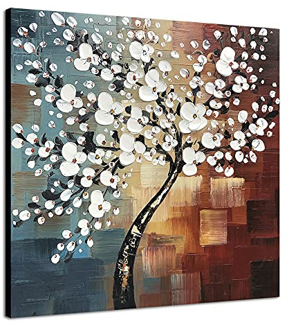 Wieco Art UK-FL1089-6060 Morning Glory Ölgemälde, 100% handgemalt, moderne abstrakte Kunst, auf Leinwand, Blumen-Motiv, für Heim-Dekorationen