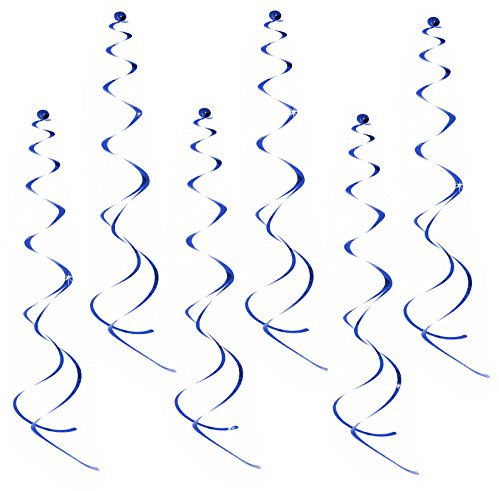 Oblique Unique® Deckenhänger 6 Stück Spiral Girlanden - Farbe wählbar (Blau)