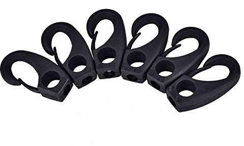 6 pz Kayak Ancoraggio,Multi Purpose Durevole Ad Alta Resistenza Clip Nylon Nero Gancio di Ancoraggio per Kayak Canoa Bungee