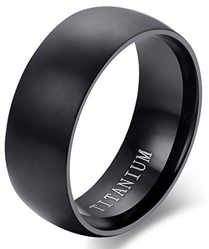 Cupimatch Titan Ring Herren Damen Ringe Schwarz Gold Silber Rosegold Bandring Finger Ringe Glatt, Ehering Verlobungsring Freundschaftsring, Größe 47 bis 72
