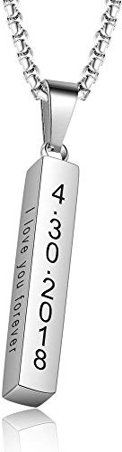 DaMei Collar de Mujer Hombre Personalizado con Nombre Collares de Hombre Personalizables Acero Inoxidable con Nombre de Pareja Grabada con Cadena de 22 (58 cm)(Rosa/Plata/Negro) (Silver #1)
