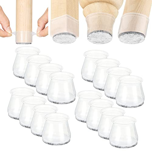 Aneaseit Protezioni per gambe della sedia, 3,8 cm x 16 pezzi, in morbido silicone, per piedini di mobili e pavimenti in legno, misura media