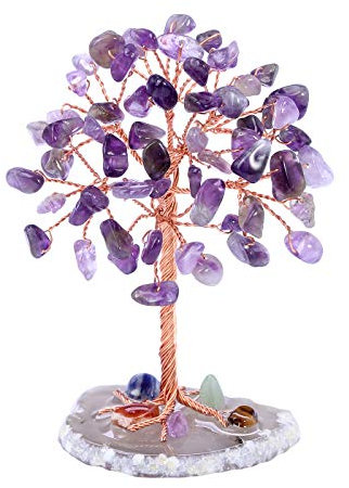 JSDDE Mini Crystal Healing Crystal Tumble Stone Life Feng Shui Gemstones Agate Money Tree Figurines Ornament (Amethyst)