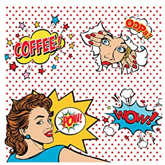 EASY LIFE Packung mit 20 Papierservietten, bedruckt, Pop Art, mehrfarbig, 33 x 33 cm