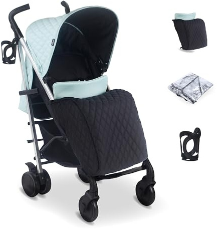 My Babiie MB51 Billie Faiers Quilted Aqua Lightweight Stroller, Sturdy & Protective, Lightweight Frame, Comfort, Suitable from Birth to MAX 22kg, w/Cup Holder, Rain Cover and Footmuff
