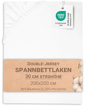 ZOLLNER Spannbettlaken in 200x200 cm - mit eingearbeitetem Gummibund - Mischgewebe - waschbar bis 95°C - Hotelqualität - Oeko Tex® Zertifiziert