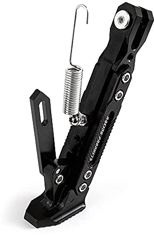 Supporto per moto con set di molle – universale CNC in lega di alluminio regolabile per cavalletto laterale per scooter Electric Dit Pit Bike (nero)