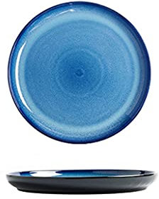 xuejuanshop Dishes Plates Ceramic Dinner Plates,10inch Dessert Plates for Steak Salad Pasta and Snack Mircowave Oven and Dishwasher Safe Dinnerware Dishes(Blue) Home dining plate (Size : 10Inch)