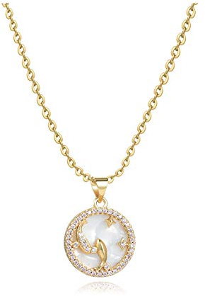 SBI Jewelry Gold Aries Taurus Gemini Cancer Virgo Libra Scorpio Pisces Zodiac Birthday Necklace for Women Birthstone Constellation Jewellery Gifts