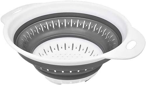 Passoire Pliable Cuisine en Silicone Panier De Vidange De Fruits Peu Encombrant avec Poignées Gris Practical and Deft